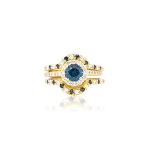 Round Blue Diamond Jacketed Ring