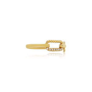 Paperclip Link Diamond Yellow Gold Ring