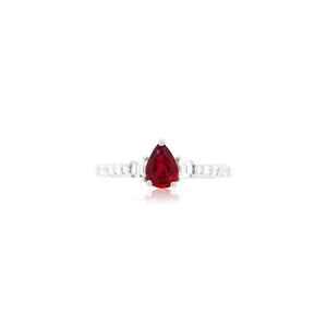 Pear Ruby and Diamond Ring