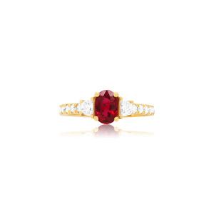Oval Ruby Yellow Gold Diamond Ring