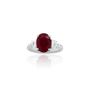 Oval Ruby Diamond Banded Ring