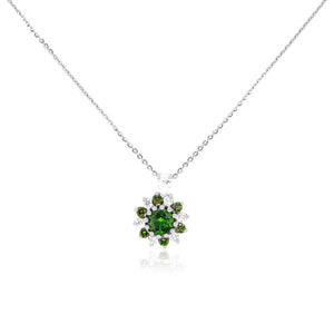 Round Green Diamond Flower Pendant