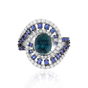 Oval Sapphire Spiral Cocktail Ring