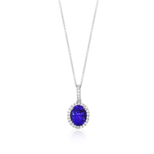 Oval Shaped Tanzanite Halo Pendant