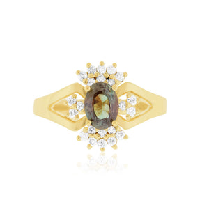 Oval Alexandrite Diamond Art Deco Ring